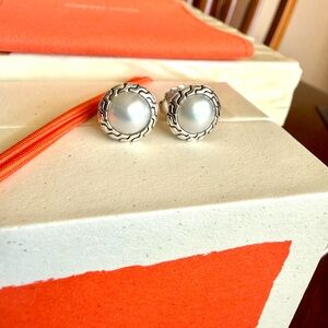 John Hardy Classic Chain Mabe Freshwater Cultured Pearl Stud Earrings